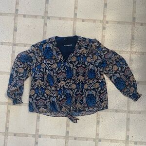Inc Floral Patterned Blouse with Tie Front
